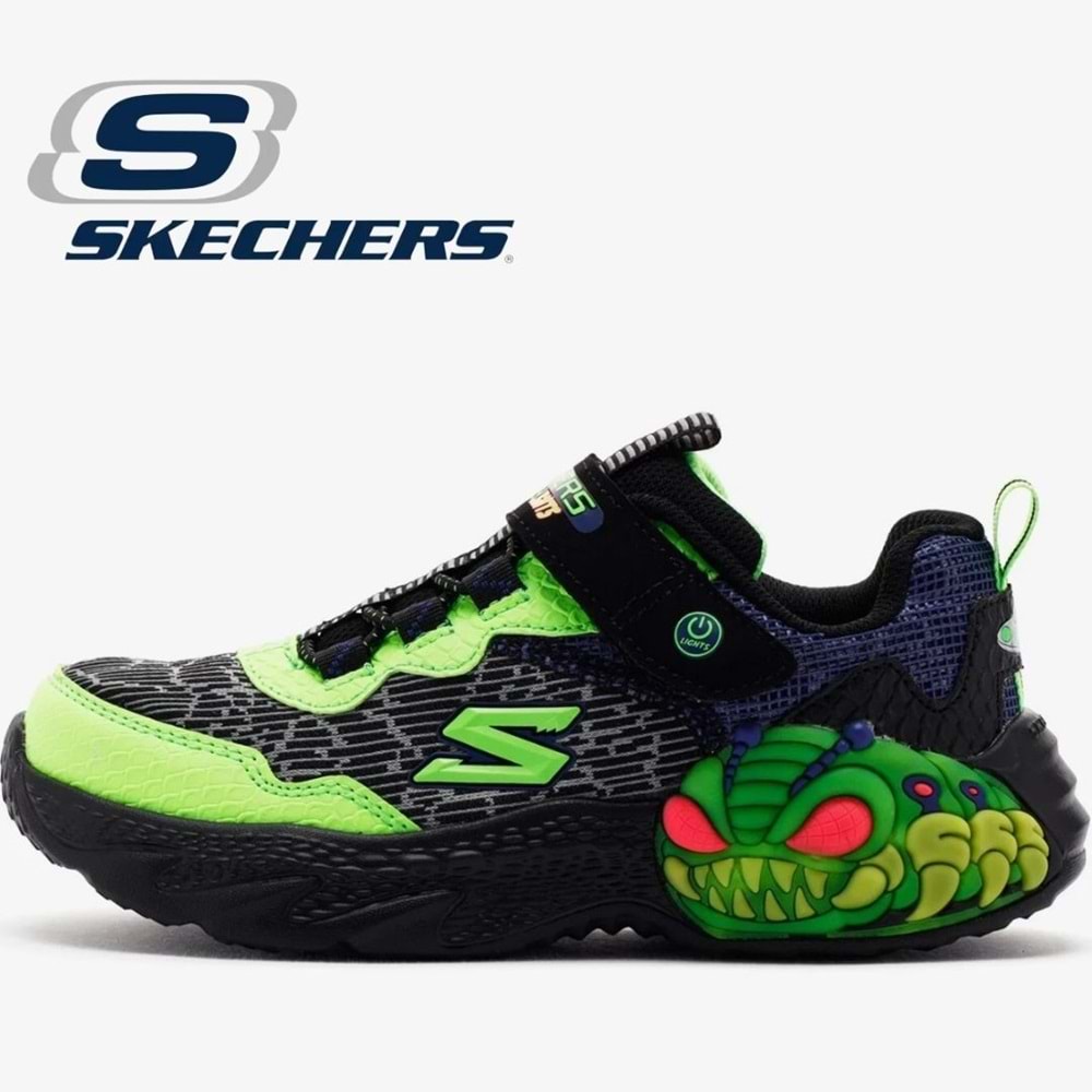 Skechers Creature-Lights 400617L-BKLM Ortopedik Işıklı Çocuk Spor Ayakkabı