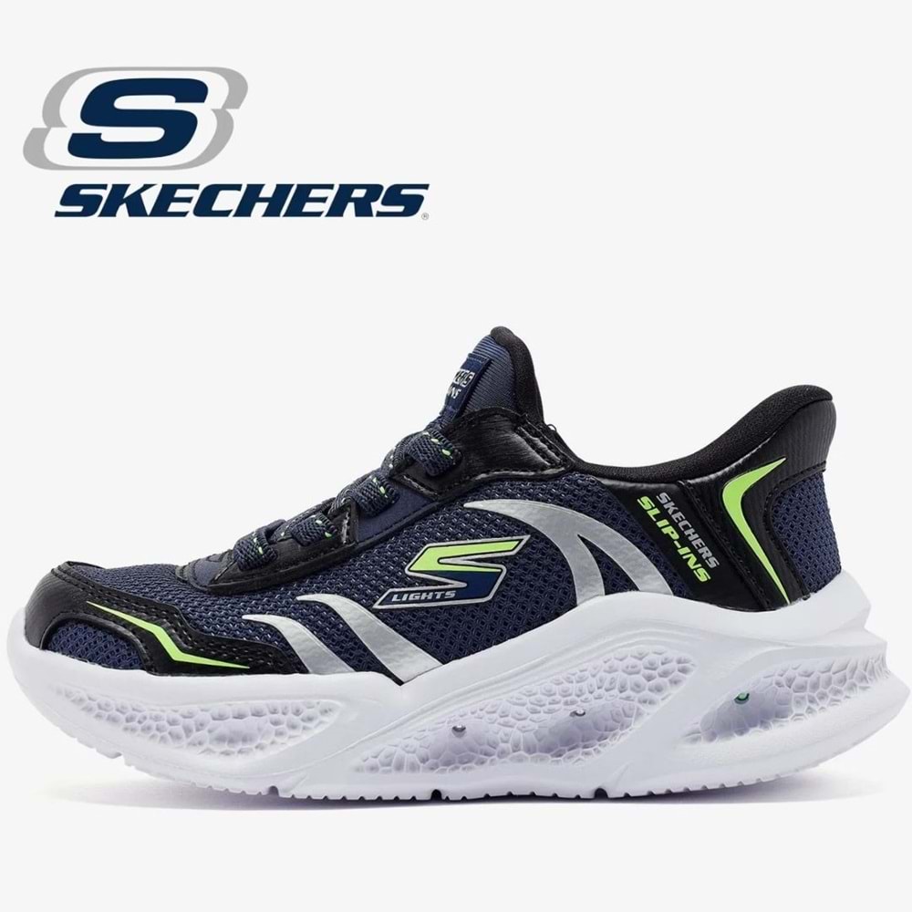 Skechers Meteor-lights Brisk-beams 403848L-NVBK Işıklı Ortopedik Çocuk Spor Ayakkabı