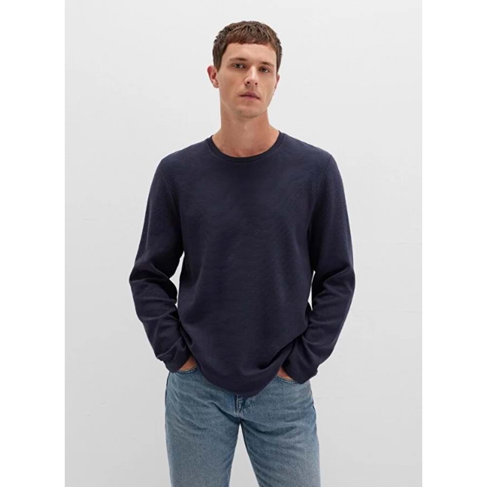 Mavi 064622-26828 Uzun Kollu Dokulu Tişört Erkek T-Shirt