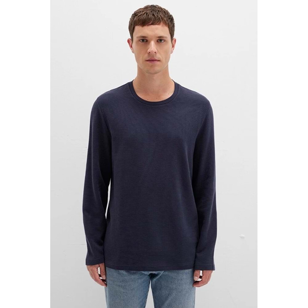 Mavi 064622-26828 Uzun Kollu Dokulu Tişört Erkek T-Shirt