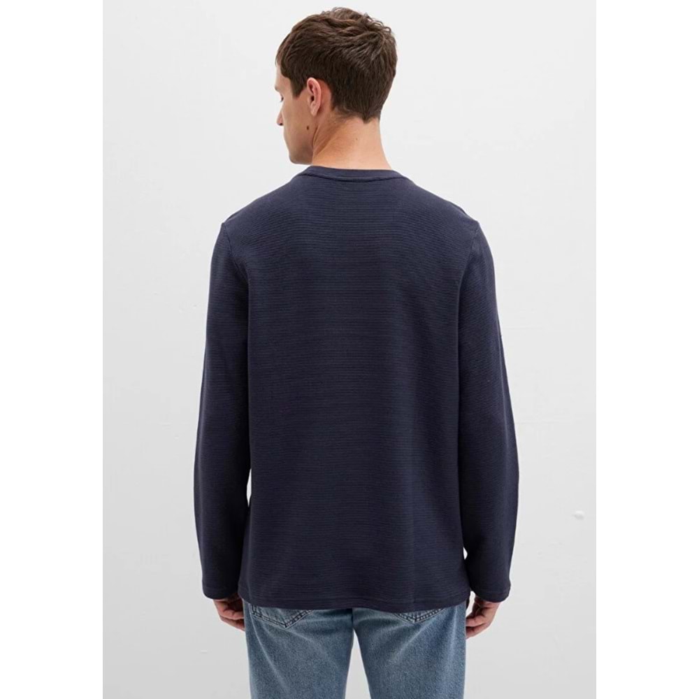 Mavi 064622-26828 Uzun Kollu Dokulu Tişört Erkek T-Shirt