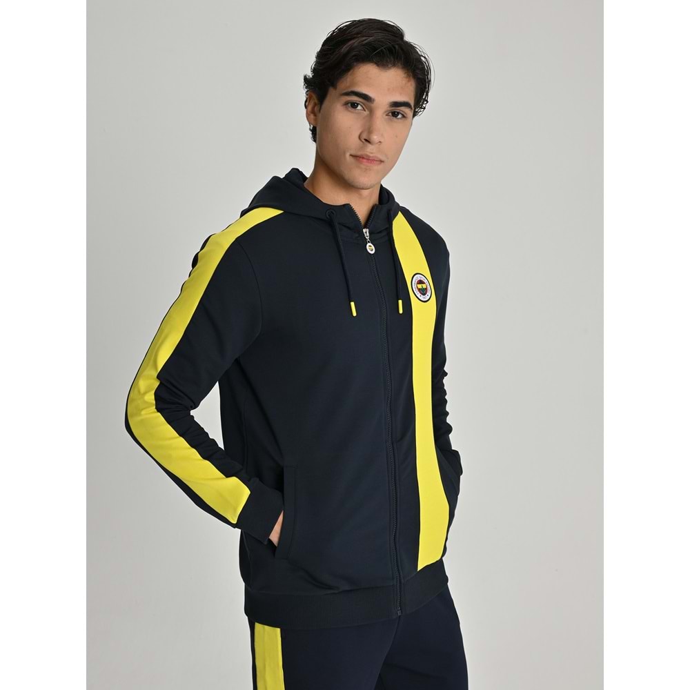 Fenerbahçe S.K. 25/26 Tribün Basic Hoodie Kapüşonlu Fermuarlı Eşofman Üstü Erkek Ceket