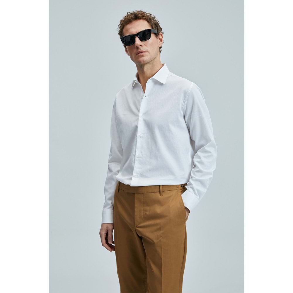 Lufian 111010634 Farla Erkek Basic Gömlek Regular Fit Beyaz Erkek Gömlek