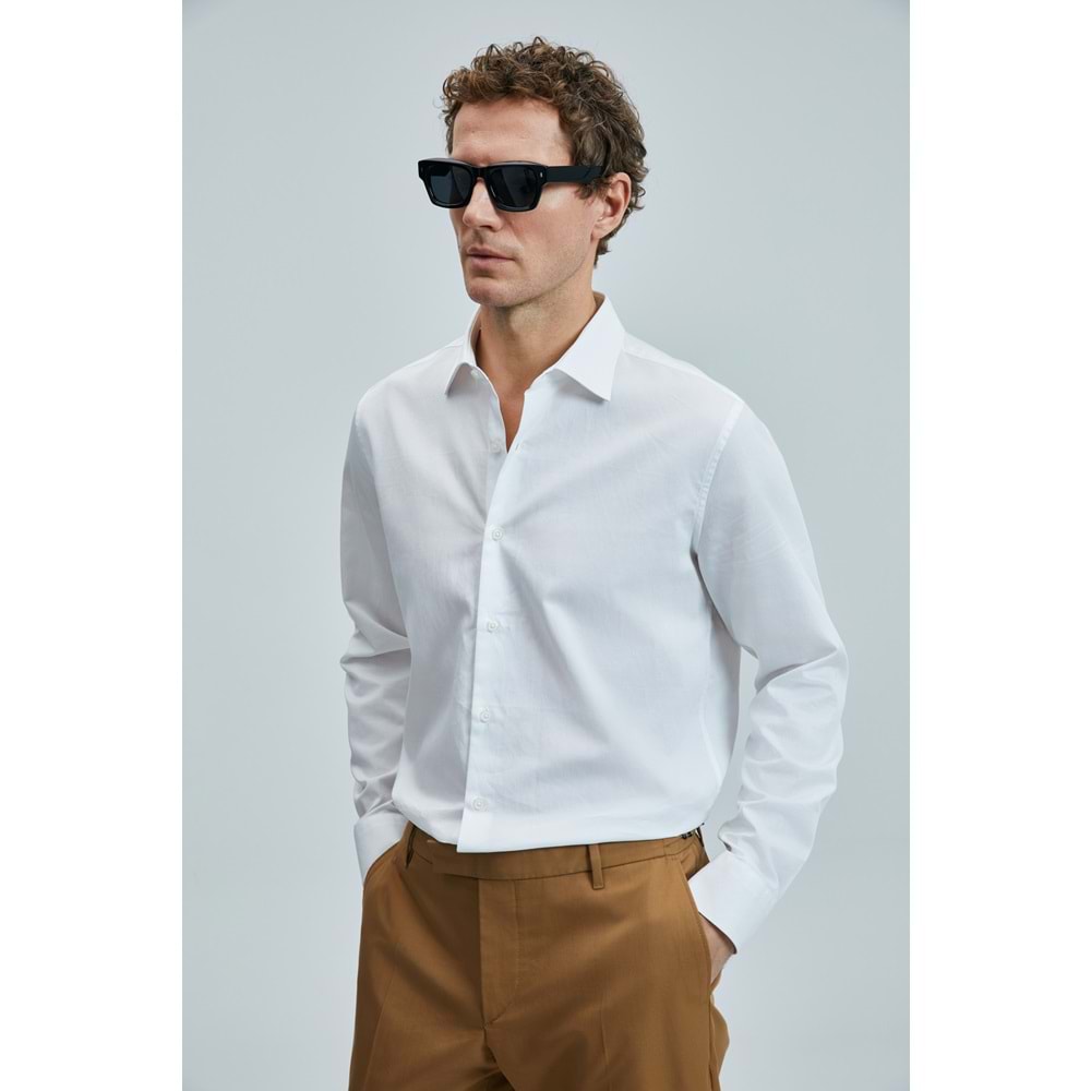 Lufian 111010634 Farla Erkek Basic Gömlek Regular Fit Beyaz Erkek Gömlek