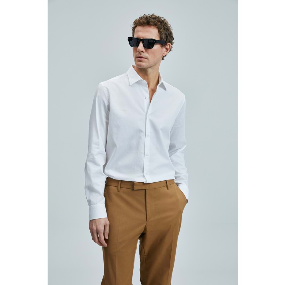 Lufian 111010634 Farla Erkek Basic Gömlek Regular Fit Beyaz Erkek Gömlek
