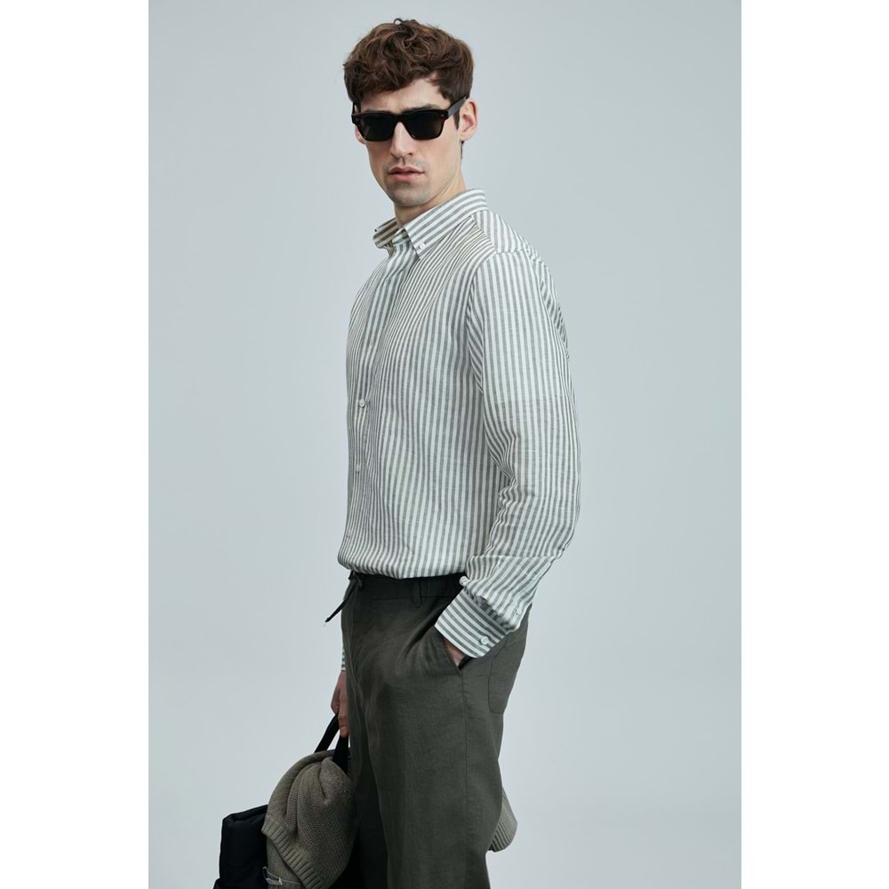 Lufian 111010631 Bert Erkek Keten Pamuklu Gömlek Regular Fit Erkek Gömlek