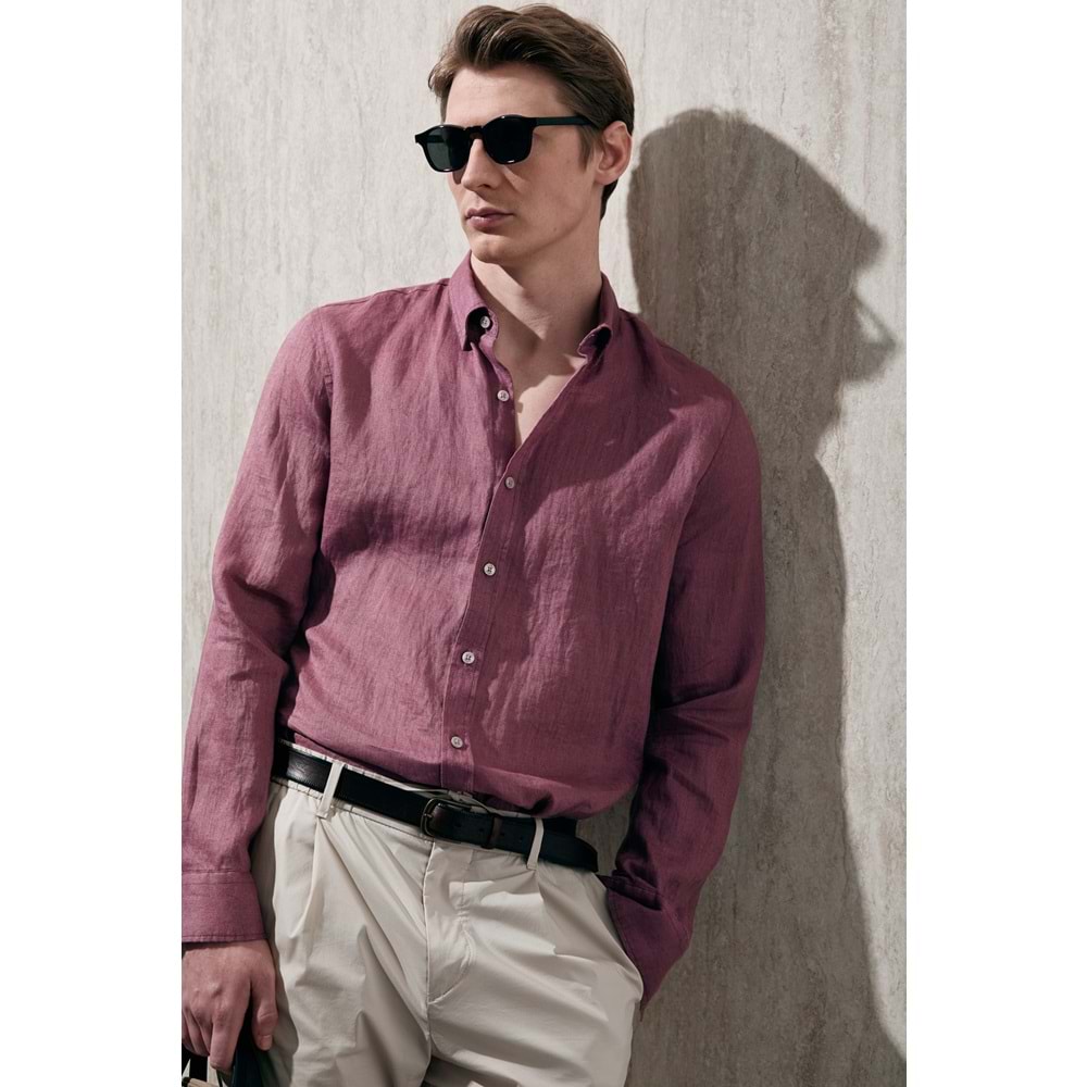 Lufian 111010654 Pitaya Erkek Keten Gömlek Comfort Fit Erkek Gömlek