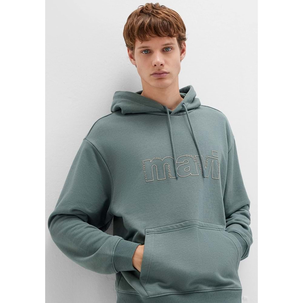 Mavi M0S10196-71577 Mavi Logo Baskılı Kapüşonlu Erkek Sweatshirt