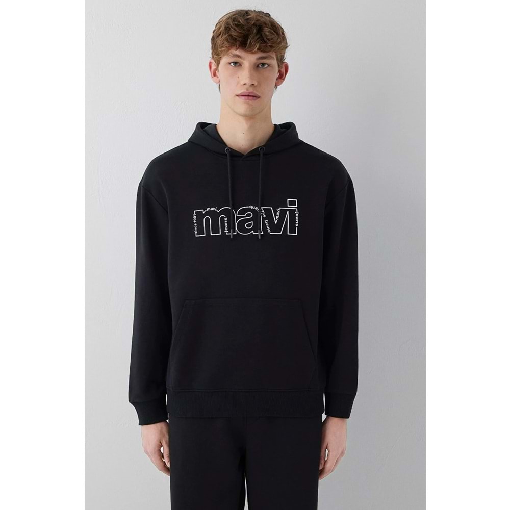 Mavi M0S10196-900 Mavi Logo Baskılı Kapüşonlu Erkek Sweatshirt