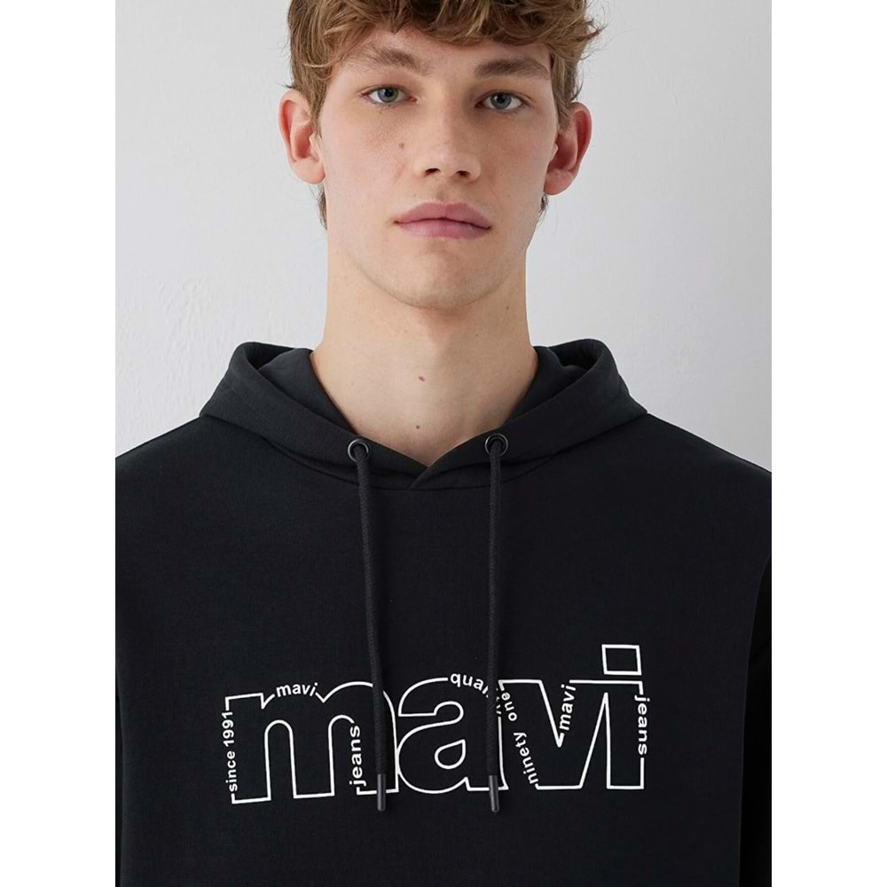 Mavi M0S10196-900 Mavi Logo Baskılı Kapüşonlu Erkek Sweatshirt