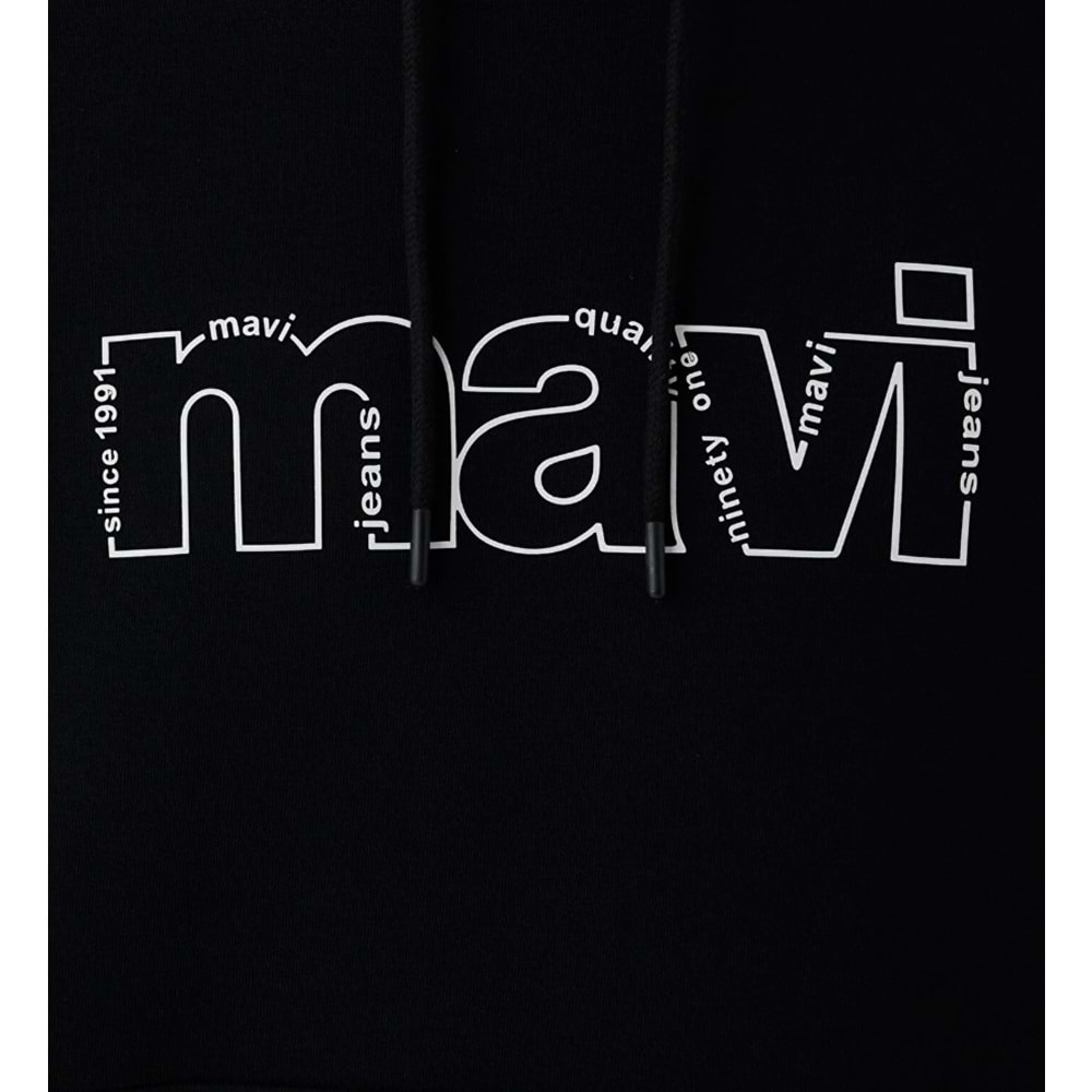 Mavi M0S10196-900 Mavi Logo Baskılı Kapüşonlu Erkek Sweatshirt