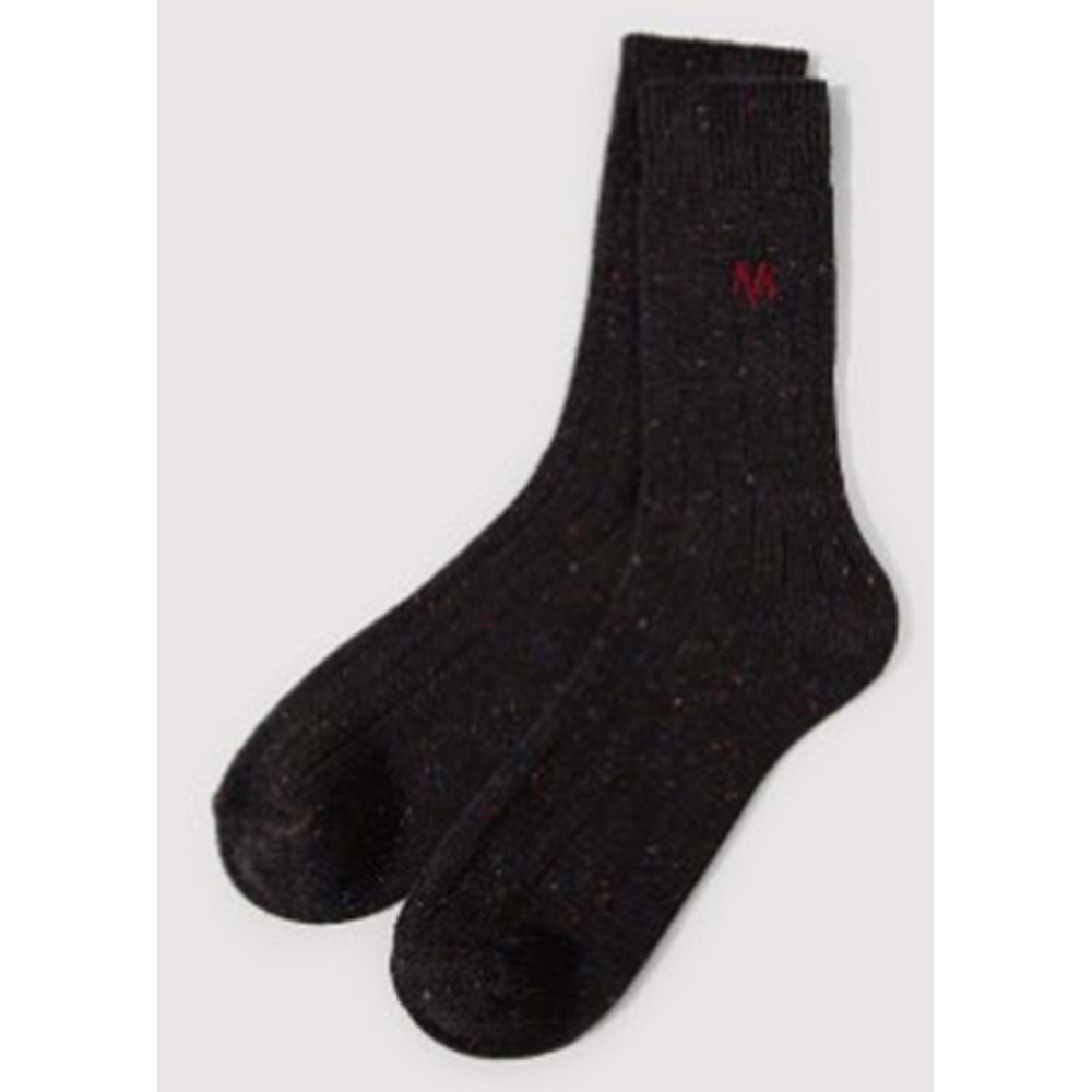 Mavi M Logo Nakışlı Unisex Çorap