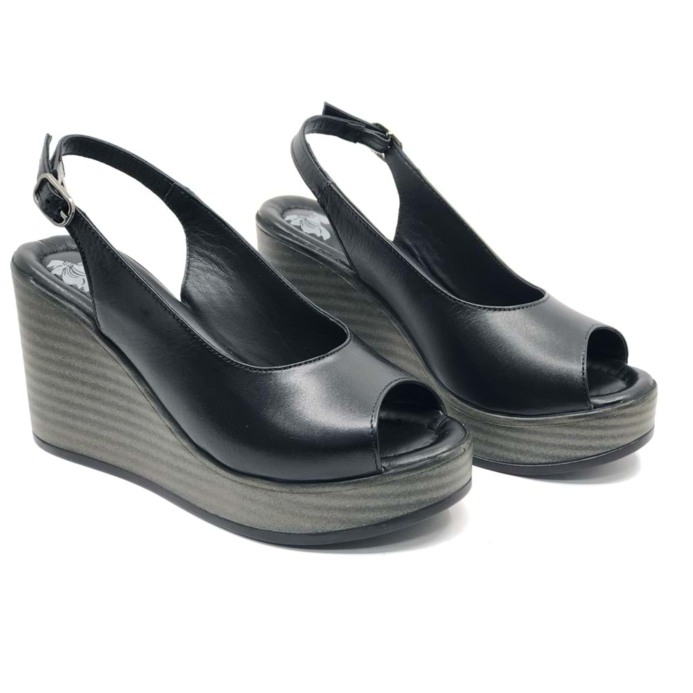 Venüs Torik Hakiki Deri Comfort Ortopedik Dolgu Taban Kadın Sandalet