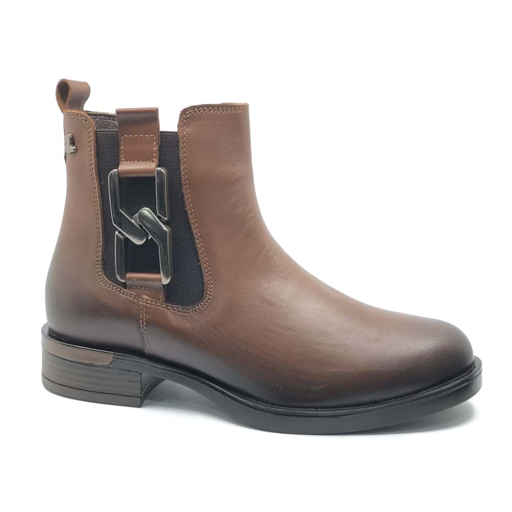 Venüs Apricus Hakiki Deri Düz Kaymaz Taban Ortopedik Kadın Bot