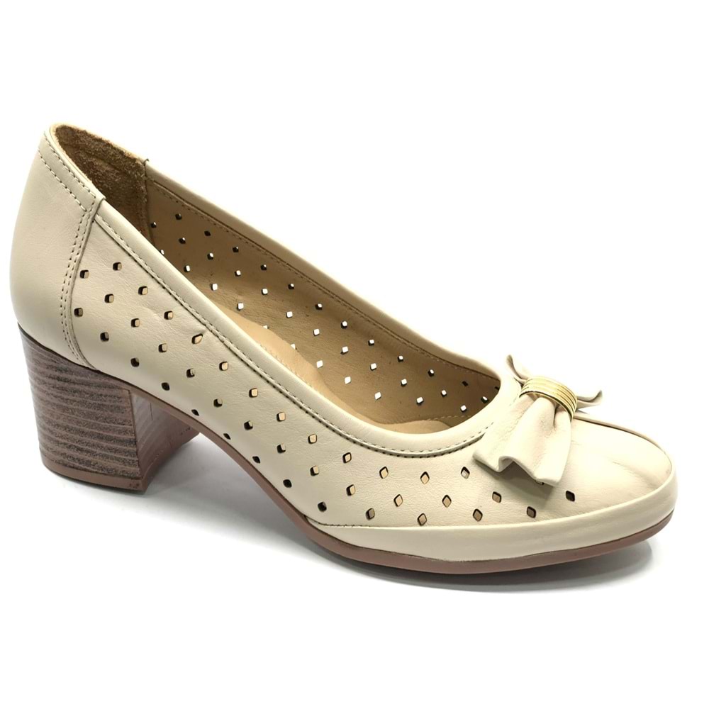 Venüs Scoop Hakiki Deri Kurdela Detaylı Kadın Topuklu Ayakkabı