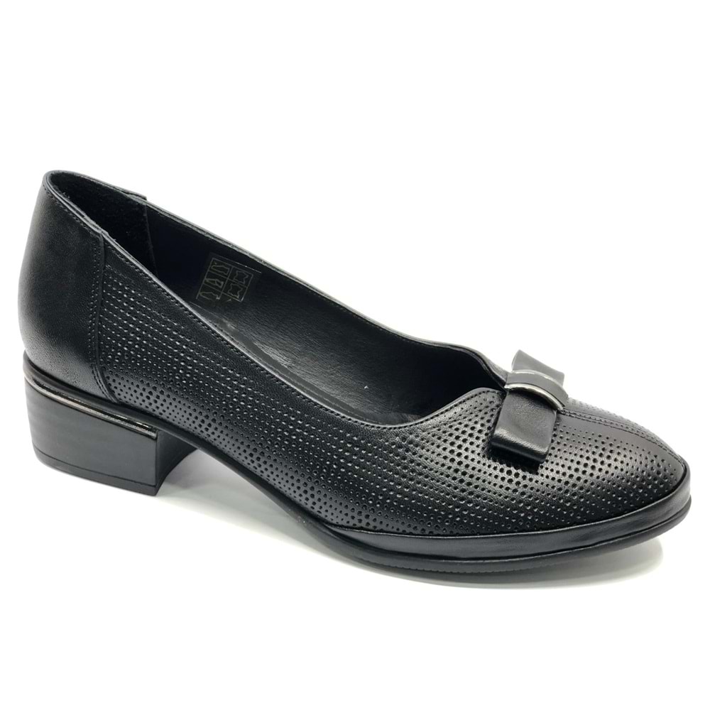 Venüs Mockin Hakiki Deri Kurdela Detaylı Kadın Topuklu Ayakkabı