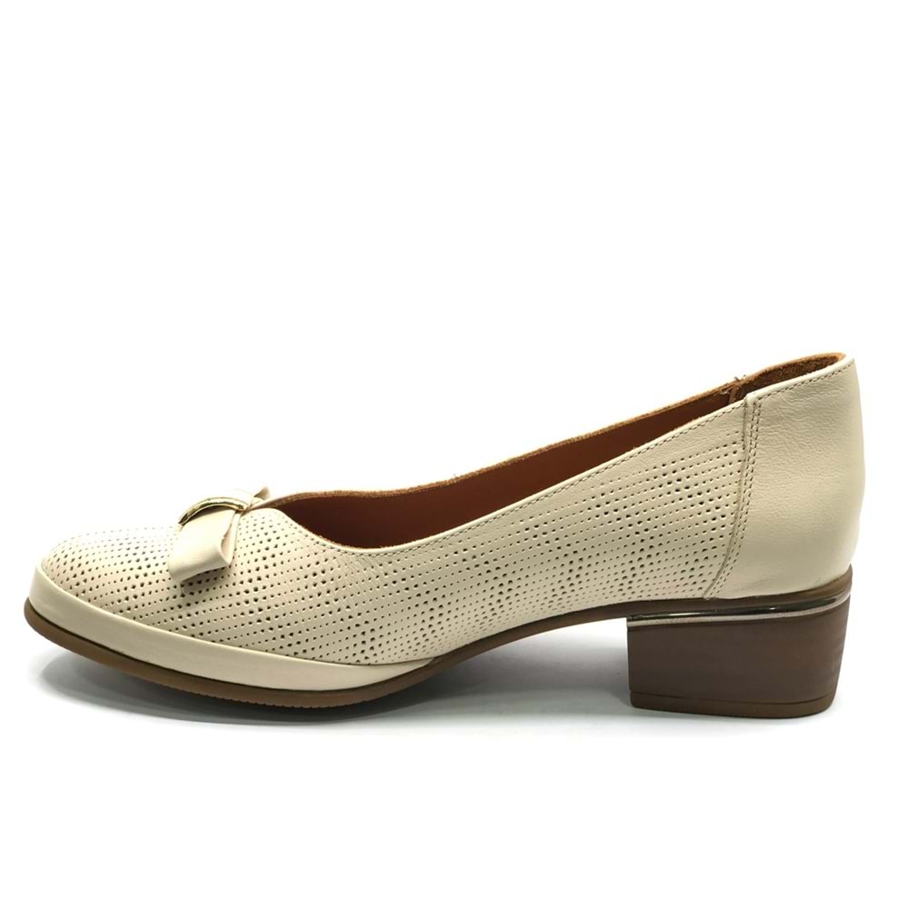 Venüs Mockin Hakiki Deri Kurdela Detaylı Kadın Topuklu Ayakkabı