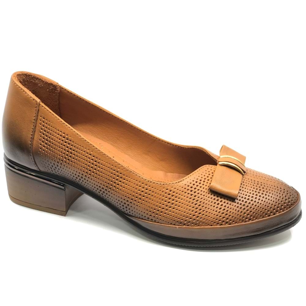 Venüs Mockin Hakiki Deri Kurdela Detaylı Kadın Topuklu Ayakkabı