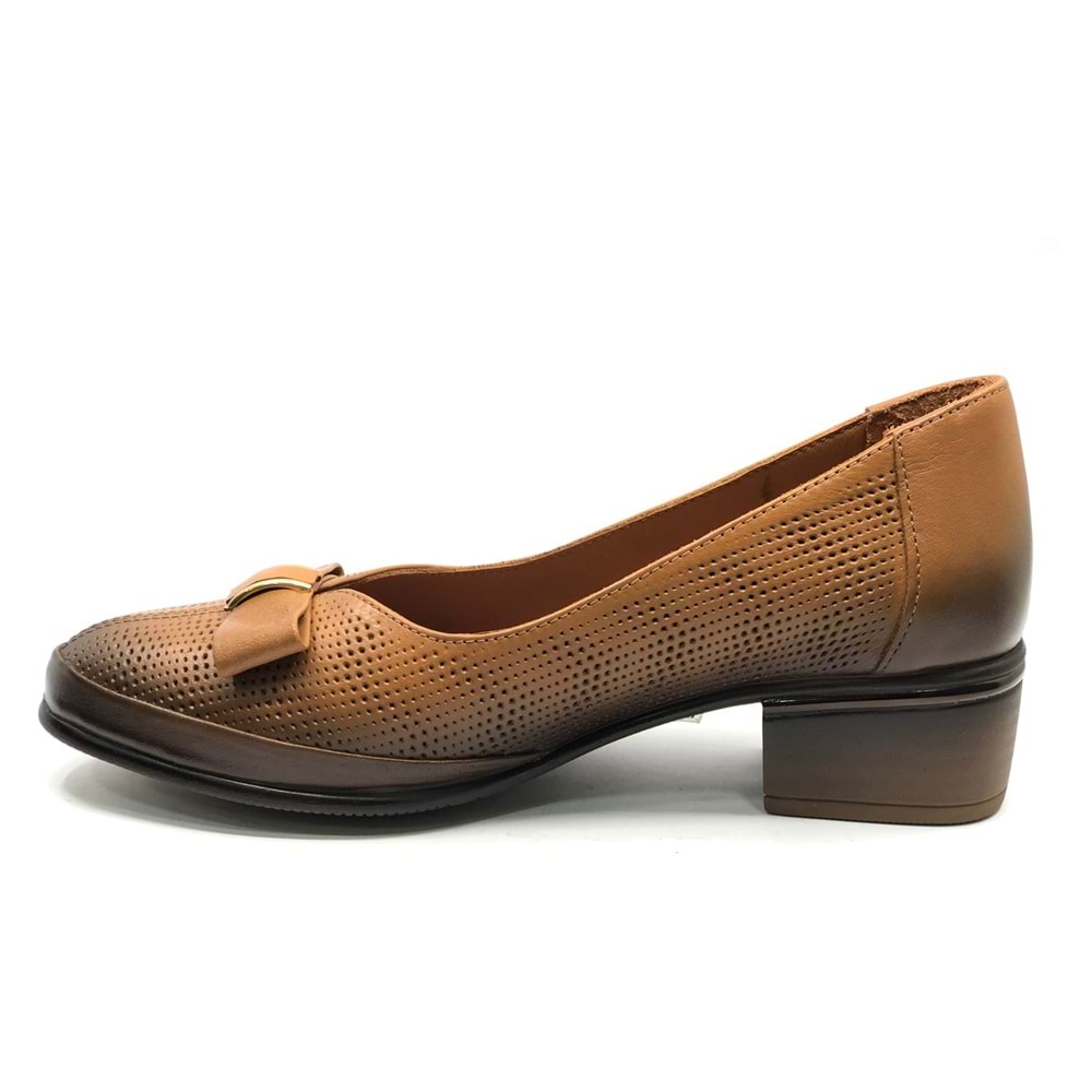 Venüs Mockin Hakiki Deri Kurdela Detaylı Kadın Topuklu Ayakkabı