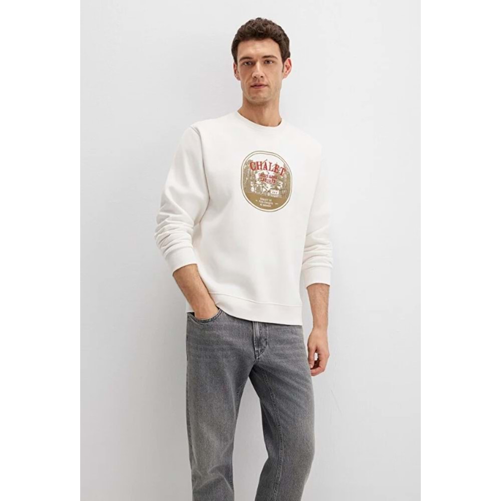 Mavi 0S10484-70057 Chalet Nakışlı Bisiklet Yaka Sweatshirt
