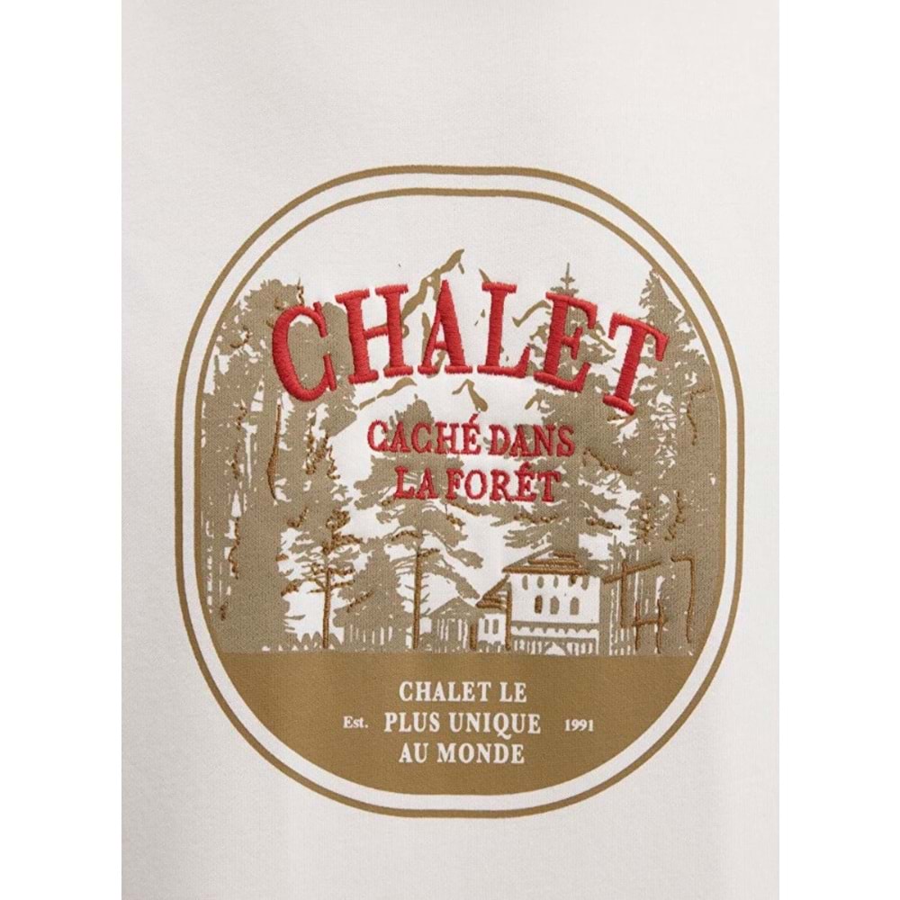 Mavi 0S10484-70057 Chalet Nakışlı Bisiklet Yaka Sweatshirt