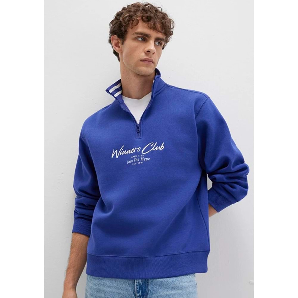 Mavi 0S10488-70695 Winners Club Baskılı Yarım Fermuarlı Sweatshirt