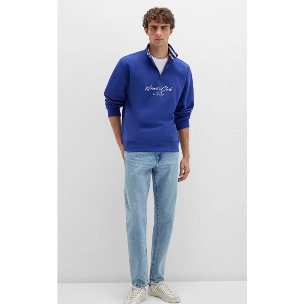 Mavi 0S10488-70695 Winners Club Baskılı Yarım Fermuarlı Sweatshirt