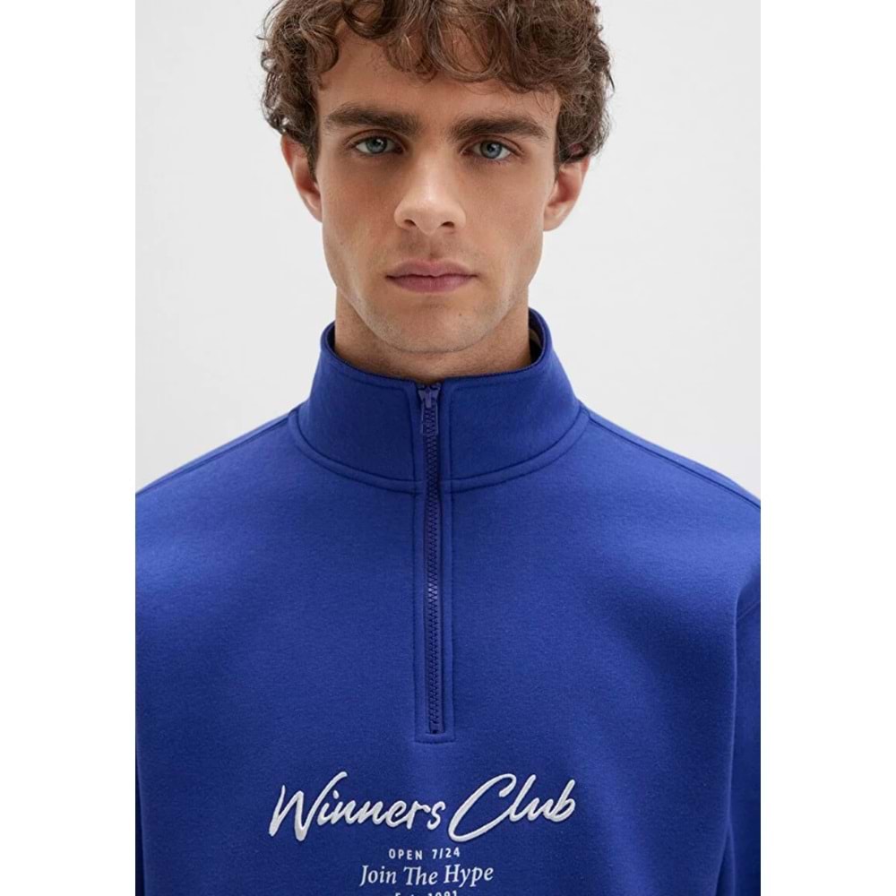 Mavi 0S10488-70695 Winners Club Baskılı Yarım Fermuarlı Sweatshirt