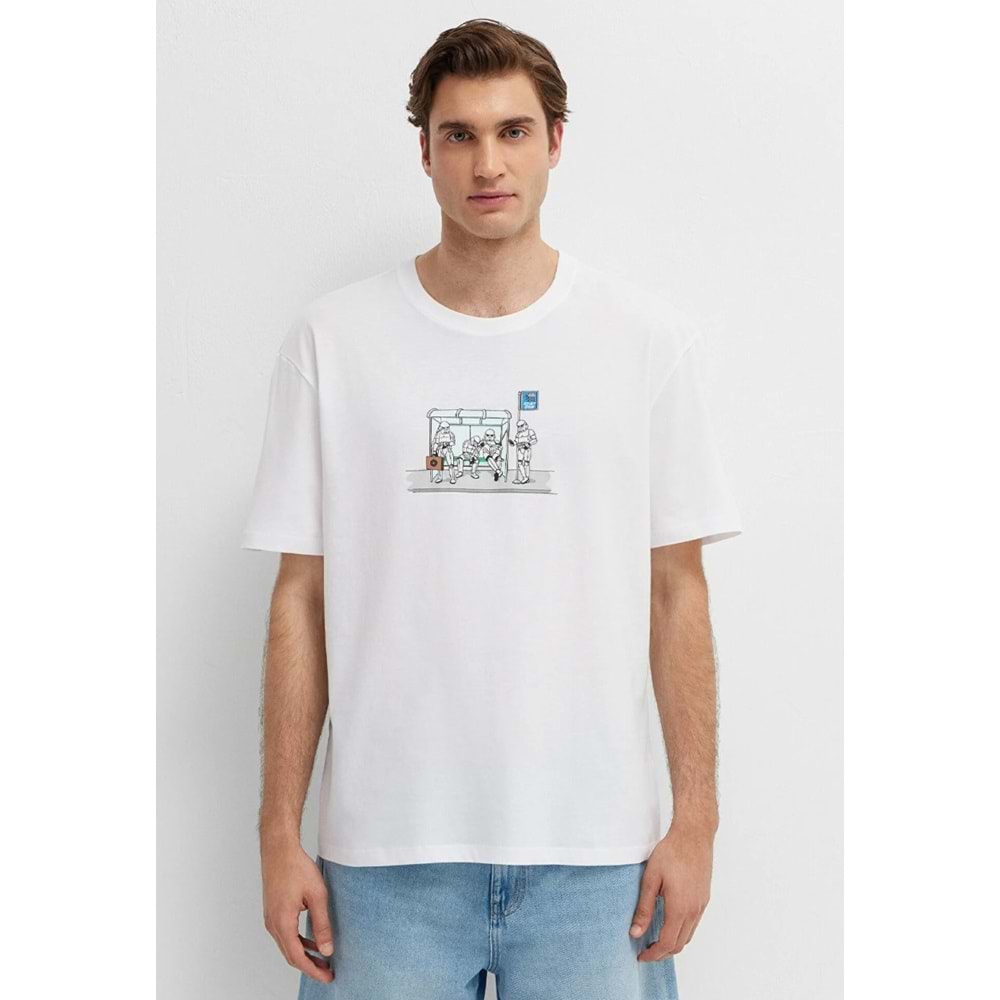 Mavi M0613350-620 Star Wars Baskılı Beyaz Tişört Erkek T-Shirt