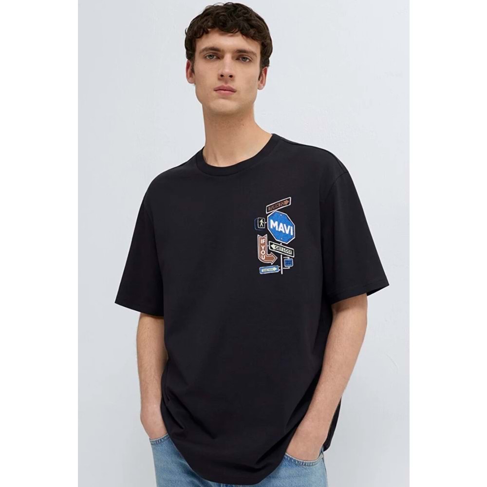 Mavi M0613391-900 Mavi Baskılı Tişört Erkek T-Shirt