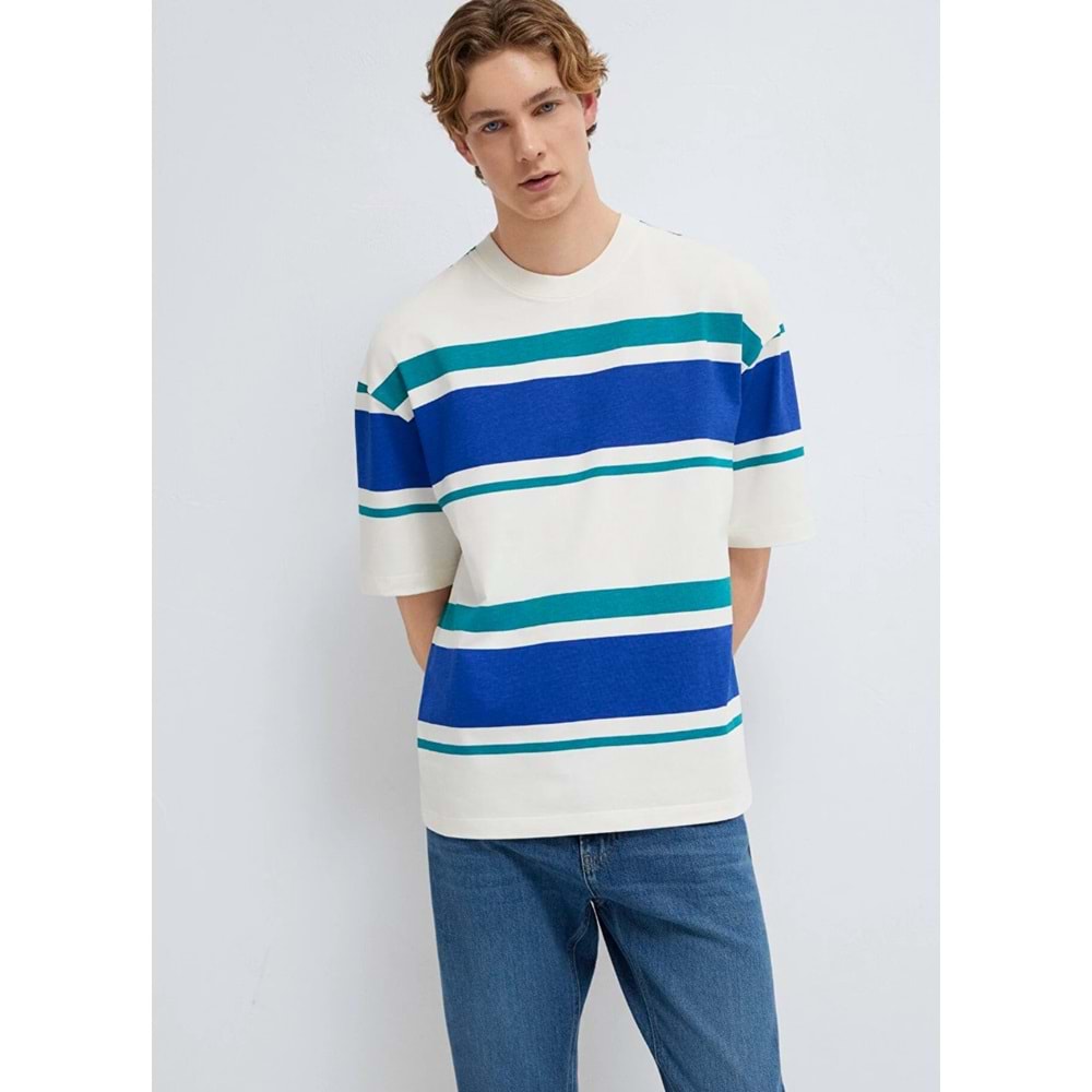 Mavi M0613331-70057 Basic Çizgili Tişört Loose Fit Tişört Erkek T-Shirt