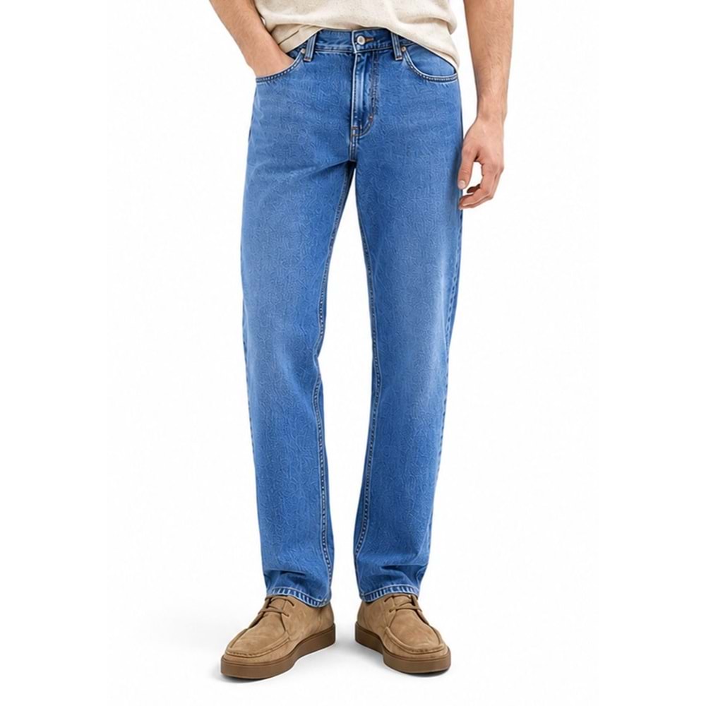 Mavi M0010039-A3297 Lisbon Mavi Mid Blue Edition Linen Jean Pantolon Erkek Kot Pantolon