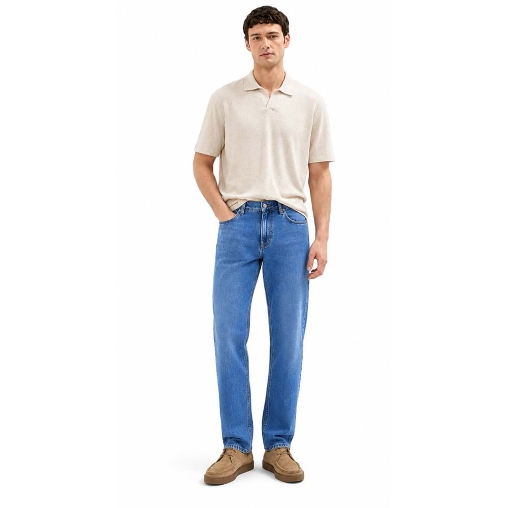 Mavi M0010039-A3297 Lisbon Mavi Mid Blue Edition Linen Jean Pantolon Erkek Kot Pantolon