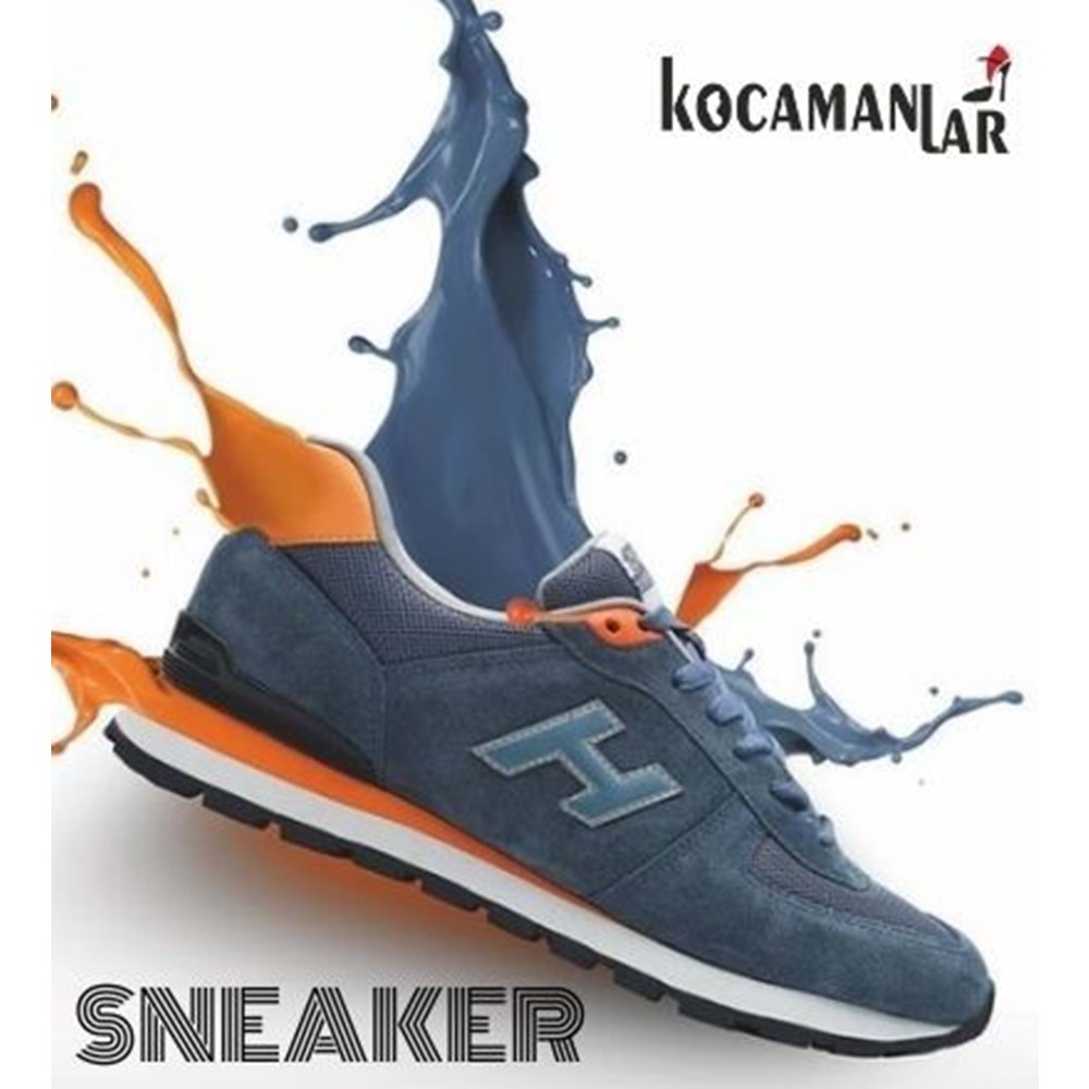 Hammer Jack 102 19250- Mavi-Turuncu %100 Hakiki Deri Erkek Spor Ayakkabı