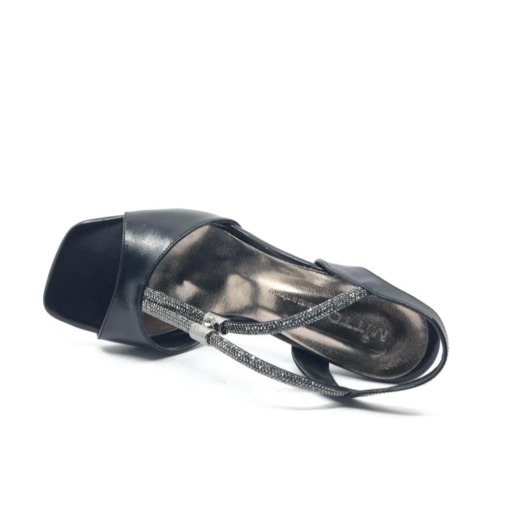 Feles V Çift Şerit Taşlı Kadın Topuklu Ayakkabı