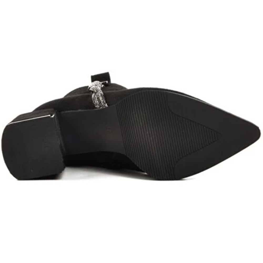 Feles Burgu Şerit Taş Detaylı Klasik Kadın Bot