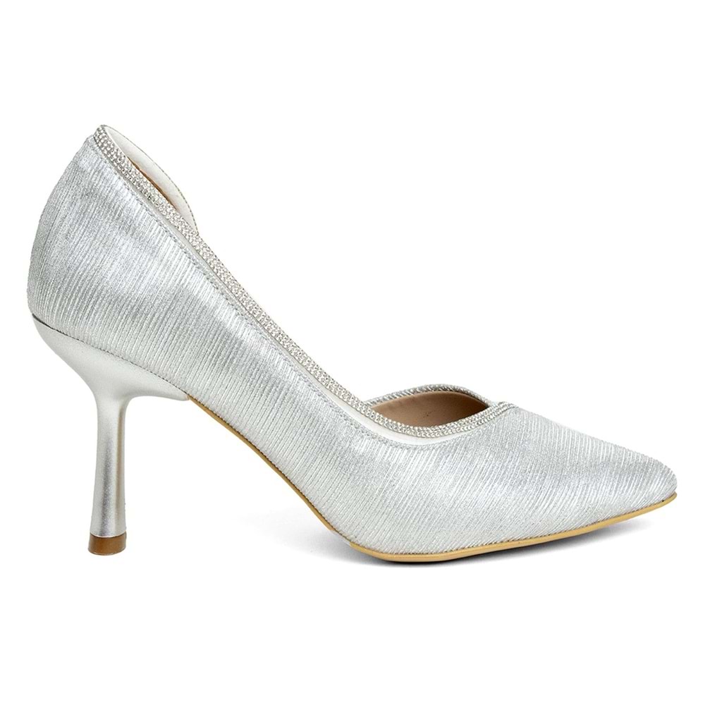 Feles Kadeh Topuk Saten Şerit Taşlı Stiletto Kadın Topuklu Ayakkabı