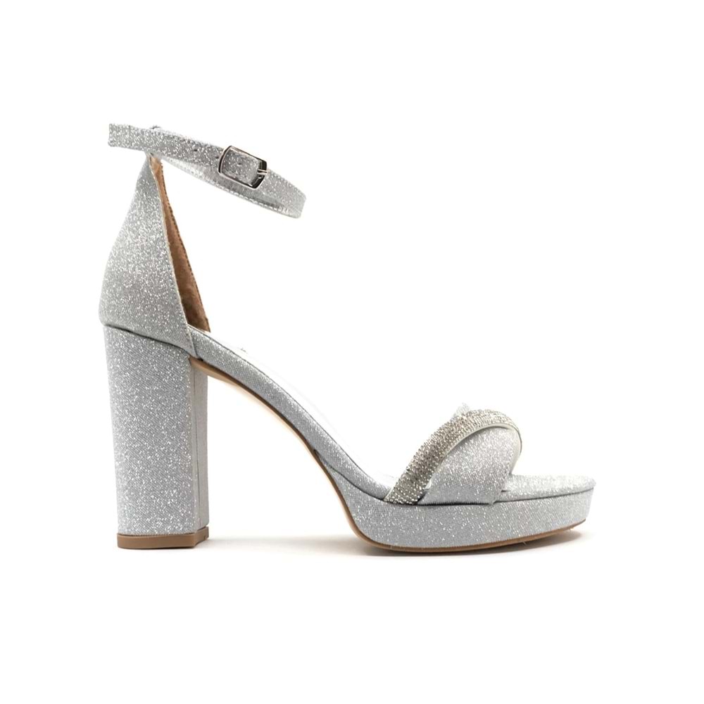 Feles Şerit Taş Detaylı Tek Bant Platform 11 cm Topuklu Kadın Ayakkabı