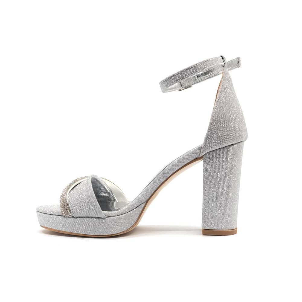 Feles Şerit Taş Detaylı Tek Bant Platform 11 cm Topuklu Kadın Ayakkabı