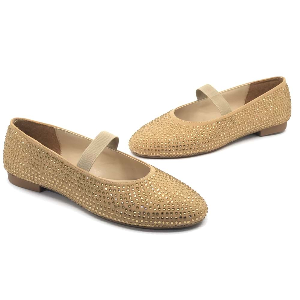 Feles Taş Detaylı Ev İçi Kadın Babet Ayakkabı