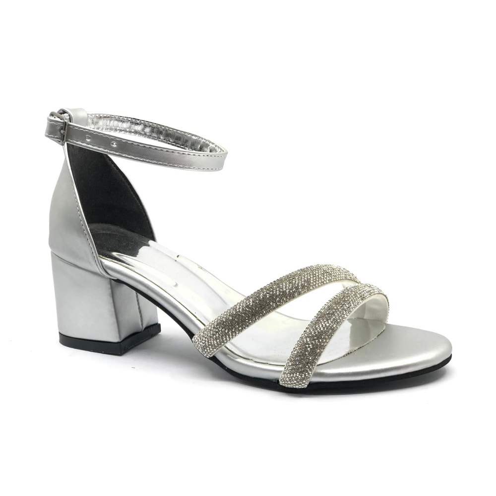 Mehtap Çift Şerit Taşlı 5 cm Kadın Topuklu Ayakkabı