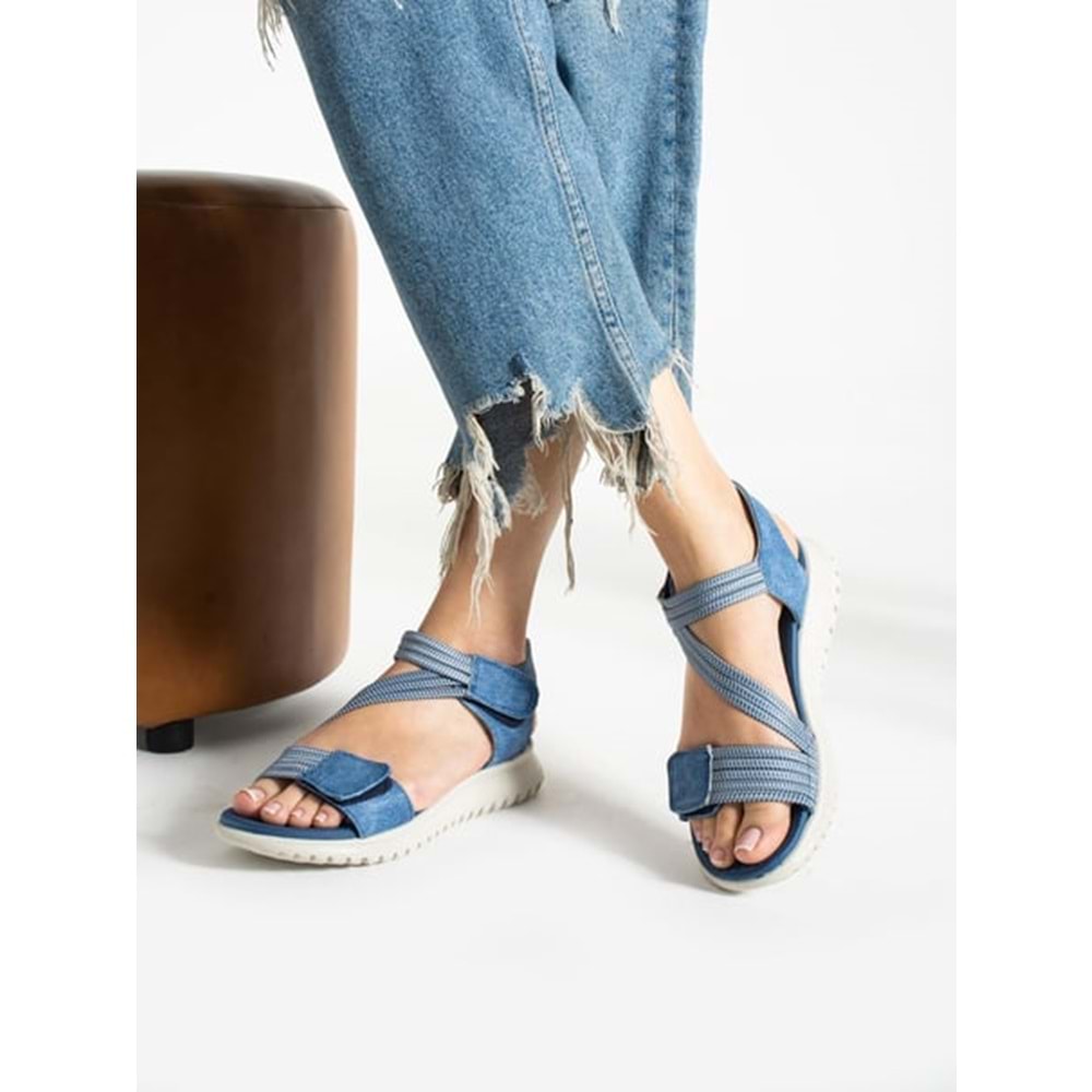 Feles Günlük Cırtlı Fuspet Taban Rahat Ortopedik Kadın Sandalet