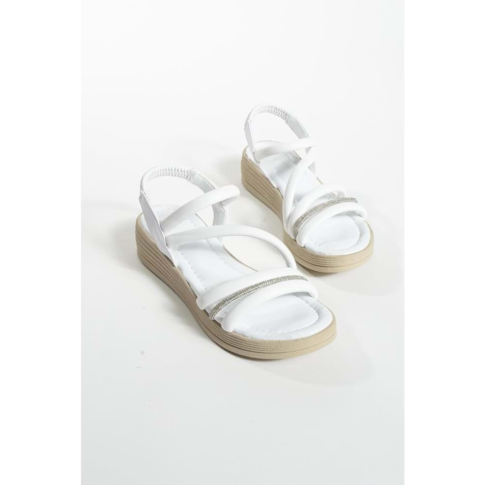 Feles Tek Biye Taşlı Kadın Sandalet