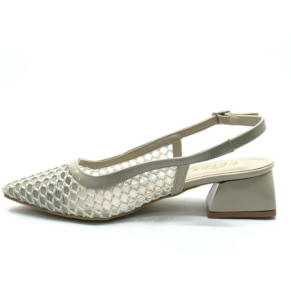 Seribo Dantel Taş Detaylı Kısa Topuklu Arkası Açık Kadın Babet Ayakkabı