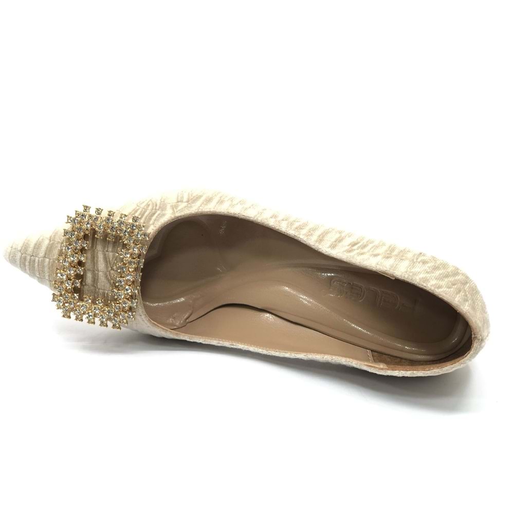 Feles Kadife Taş Toka Detaylı Stiletto Kadın Topuklu Ayakkabı