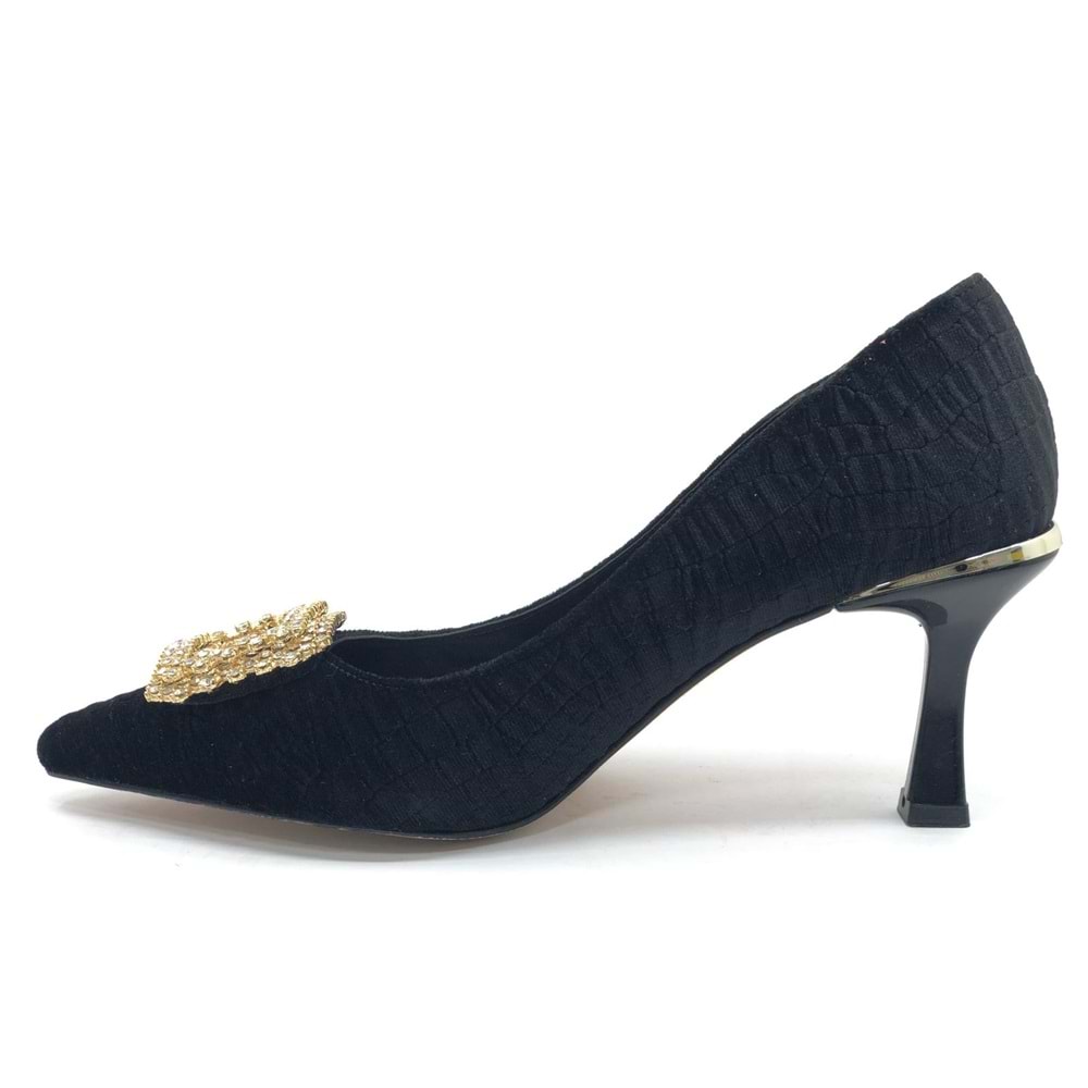 Feles Kadife Taş Toka Detaylı Stiletto Kadın Topuklu Ayakkabı