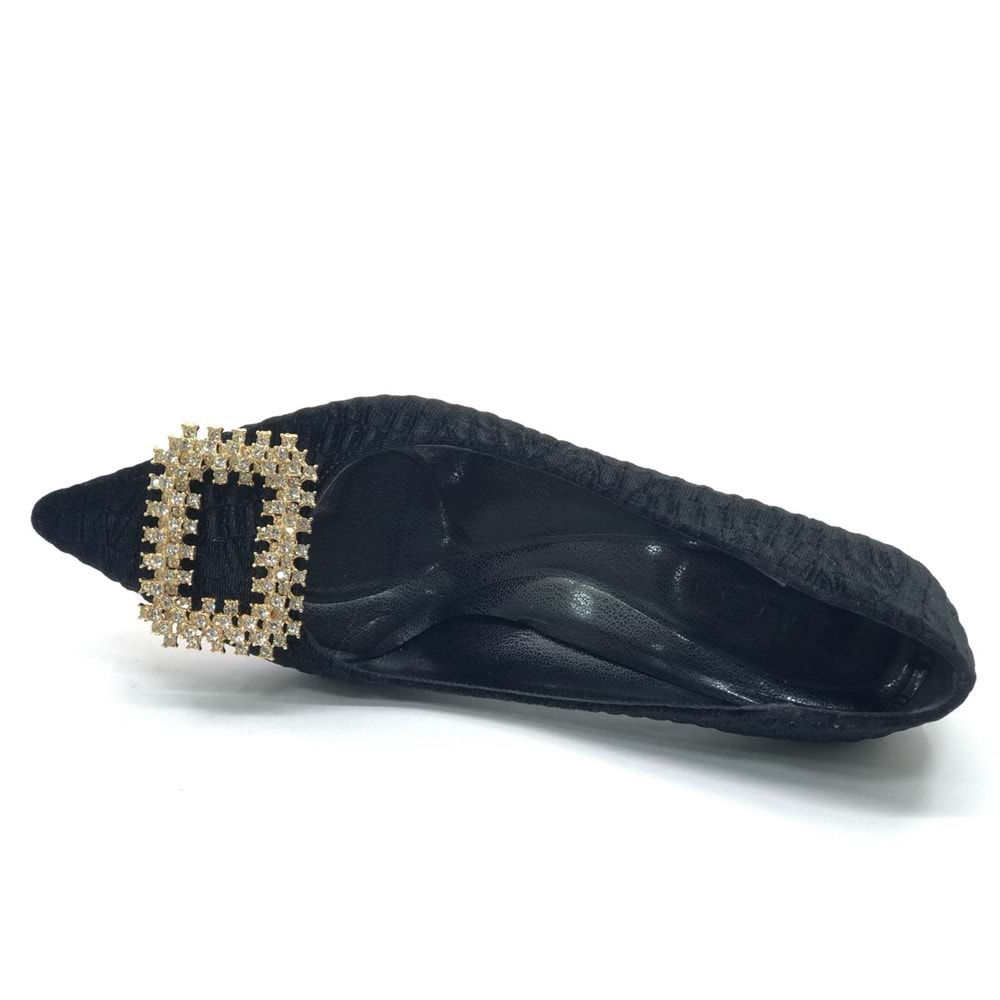 Feles Kadife Taş Toka Detaylı Stiletto Kadın Topuklu Ayakkabı