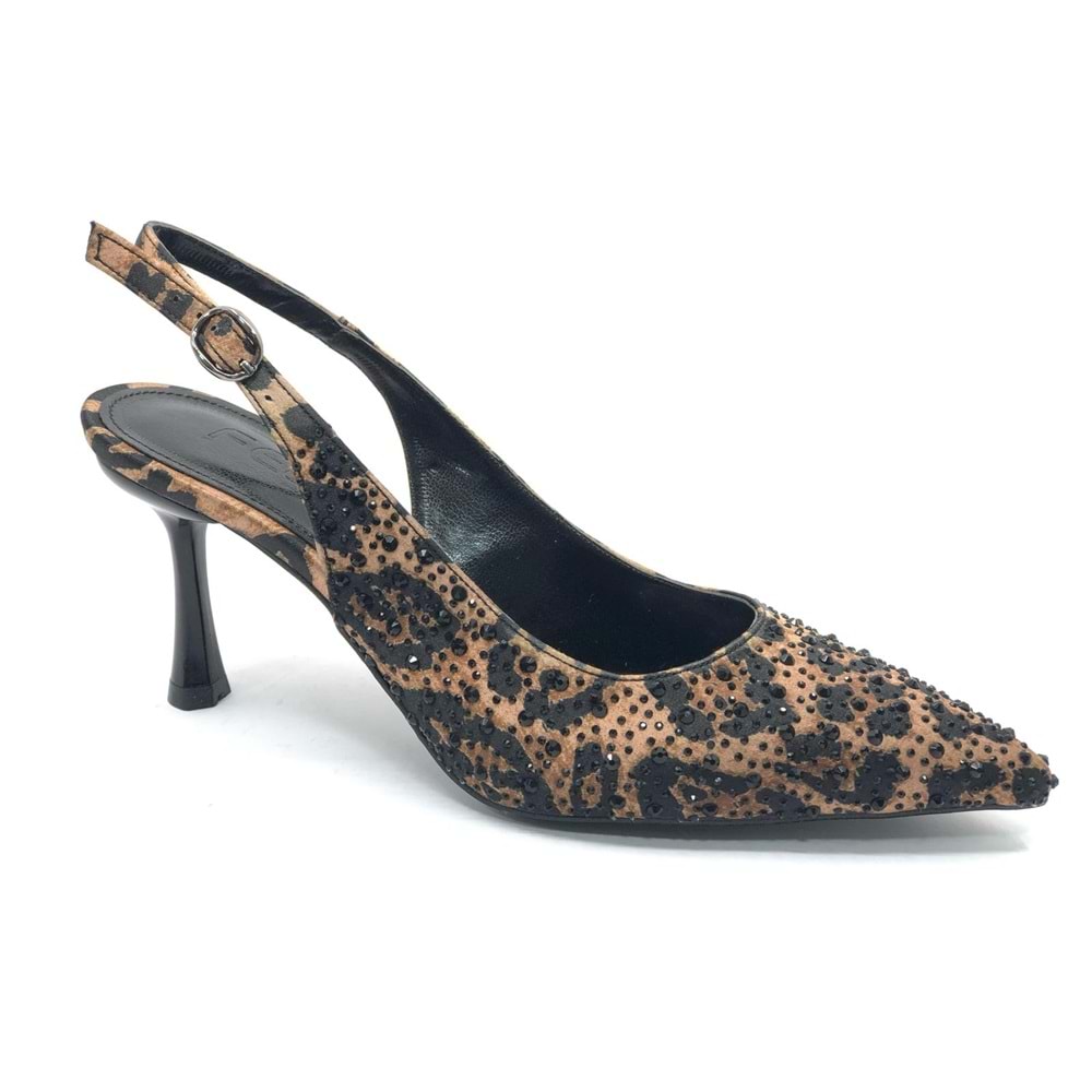 Feles Taş Detaylı Arkası Açık Stiletto Kadın Topuklu Ayakkabı