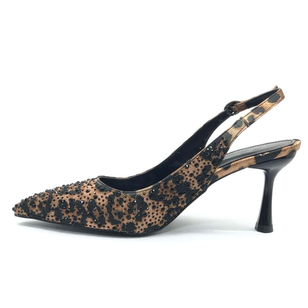 Feles Taş Detaylı Arkası Açık Stiletto Kadın Topuklu Ayakkabı