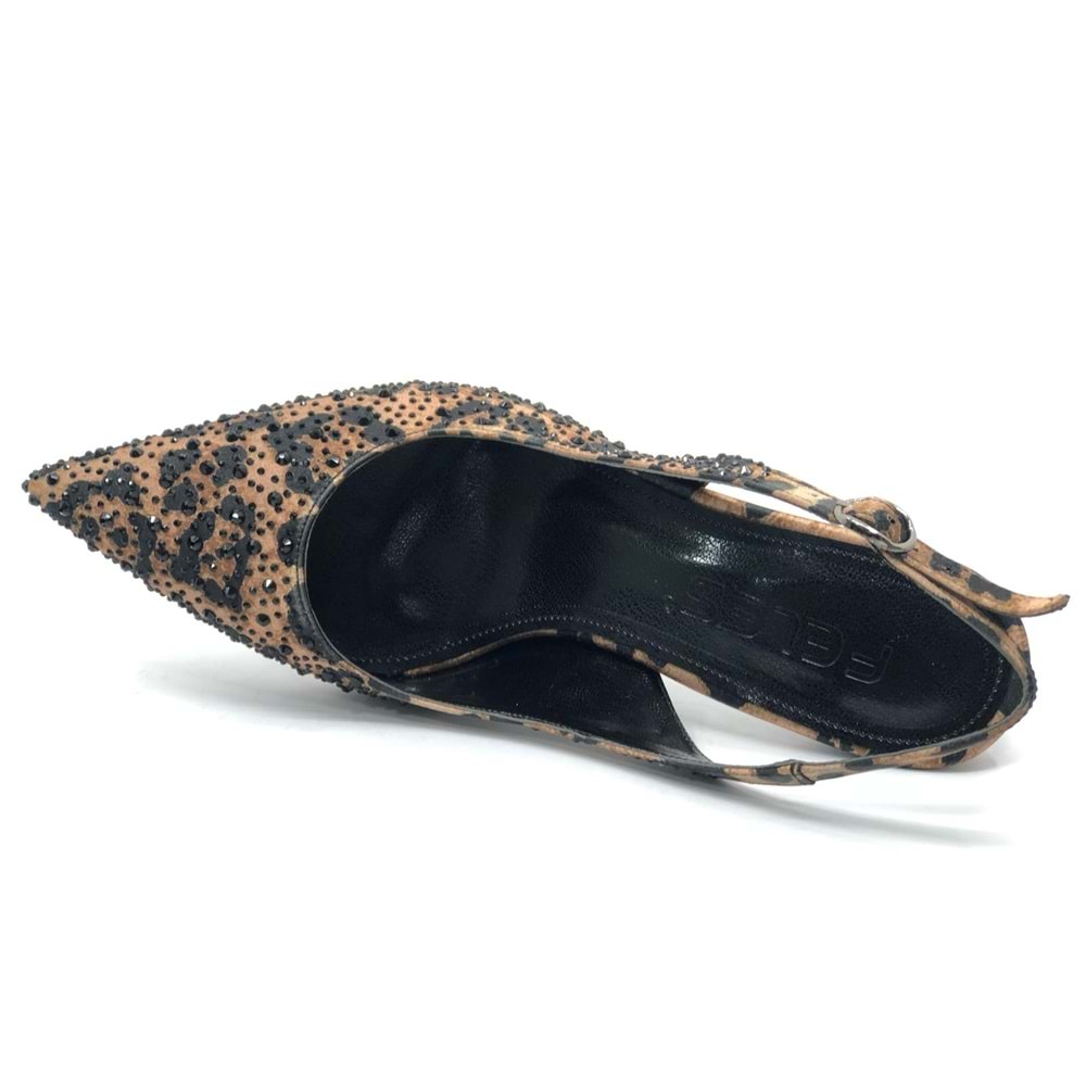 Feles Taş Detaylı Arkası Açık Stiletto Kadın Topuklu Ayakkabı